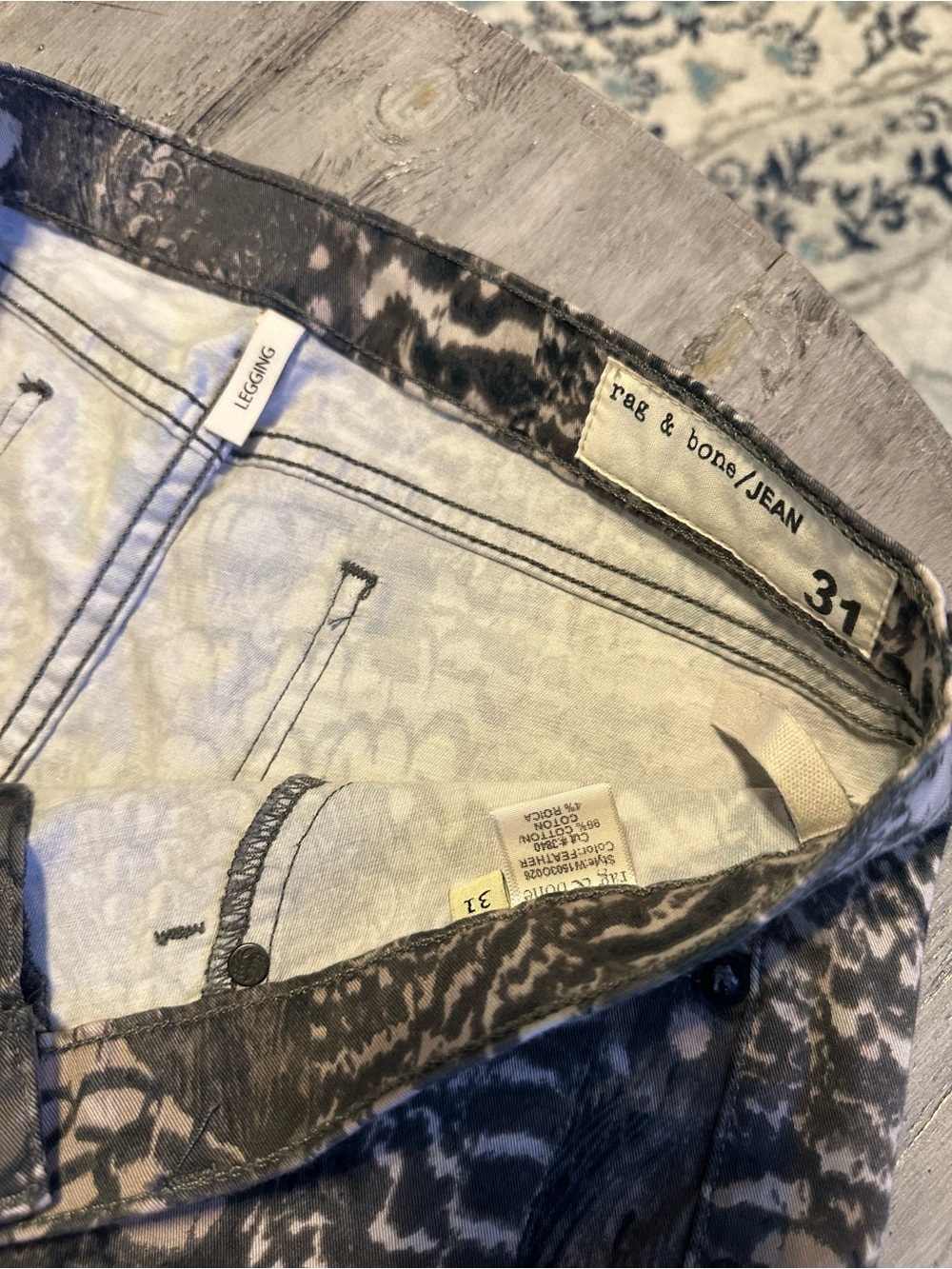 rag & bone Neutral Grey and Black Printed Leggings - Picture 7 of 8